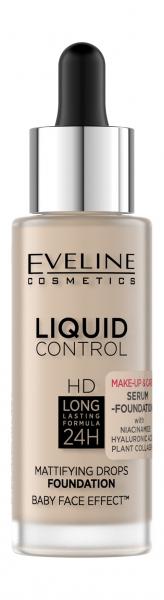 Eveline Liquid Control HD Mattifying Drops Foundation&nbsp;Жидкая тональная основа для лица с ниацинамидом | 010 Light Beige