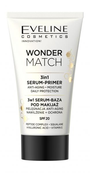 Eveline Wonder Match 3-in-1 Serum-Primer SPF 20 База-сыворотка под макияж с гиалуроновой кислотой и витамином Е